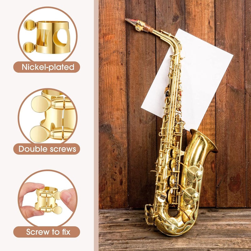 Fiada 4 Pcs Alto Sax Ligature Alto Saxophone Ligature Gold Alto Saxophone Mouthpiece Ligature with Adjustable Screws Saxophone Ligature Fastener for Sax Mouthpiece Instrument - Image 3